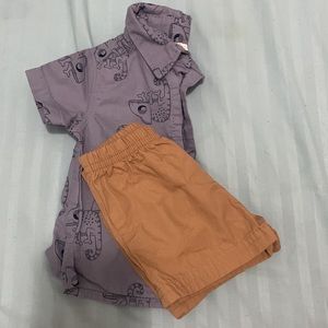 2 piece button shirt and short set